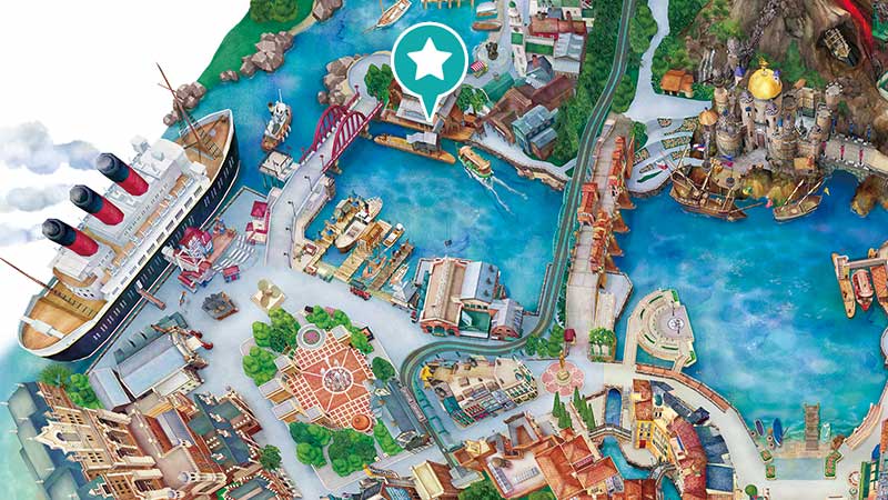 ディズニーシー・トランジットスチーマーライン（アメリカンウォーターフロント）乗り場の位置