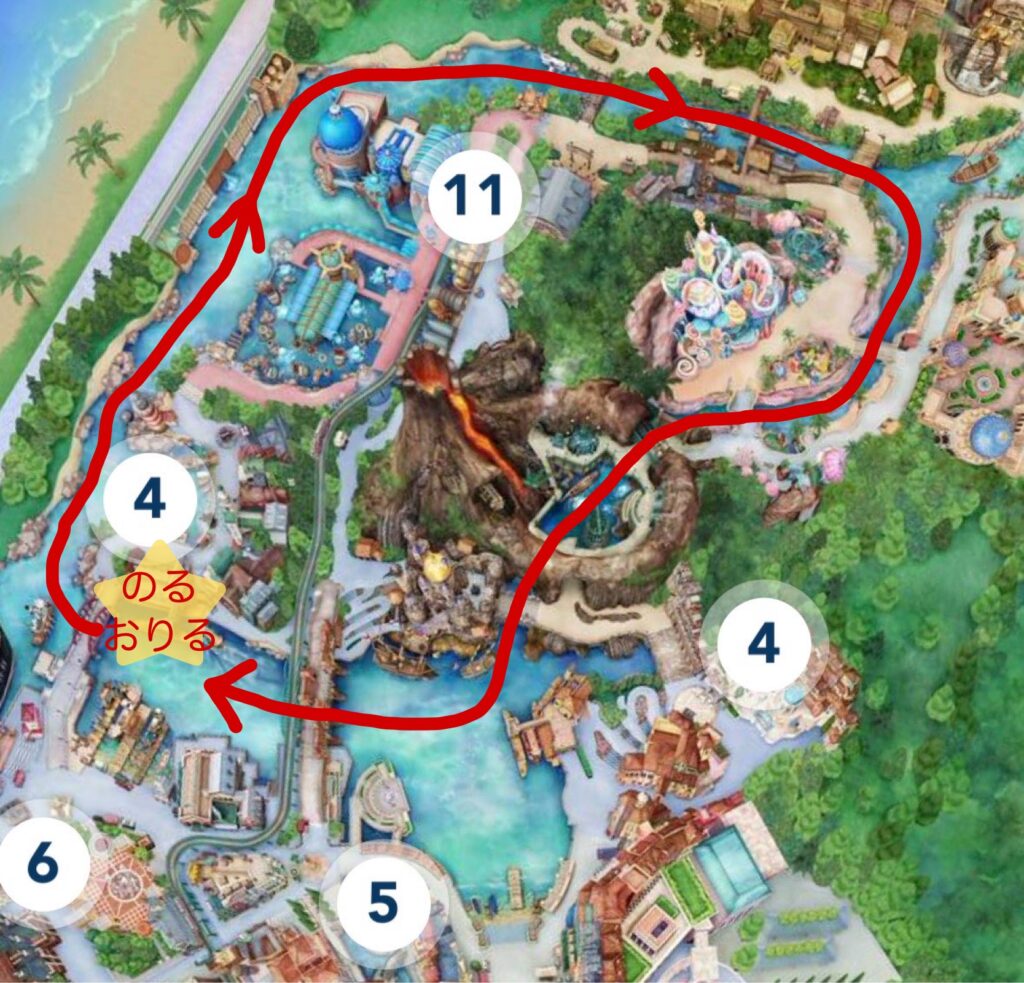 トランジットスチーマーラインのルート（アメリカンウォーターフロント乗り場）基本ルート