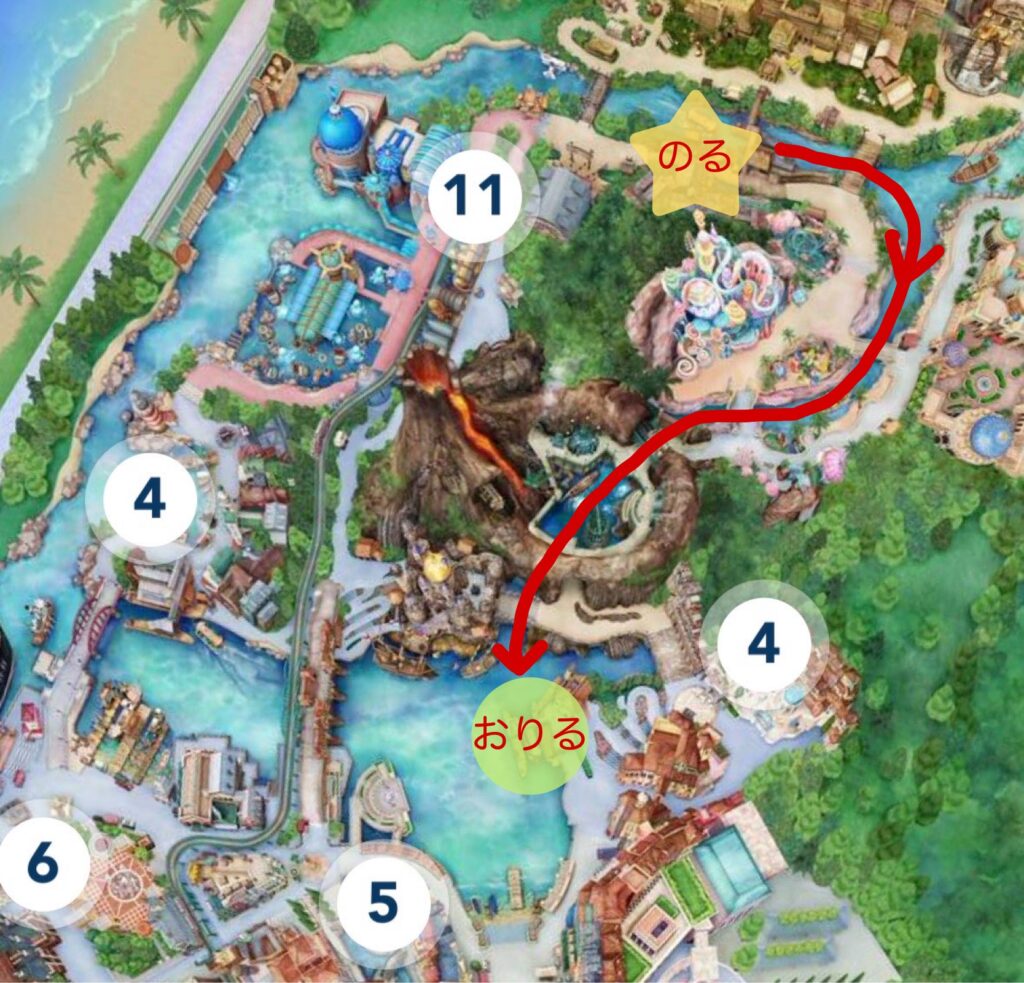 トランジットスチーマーラインのルート（ロスリバ→メディテレ）基本ルート