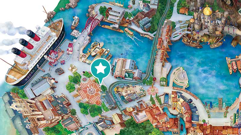 ディズニーシー・エレクトリックレールウェイ（アメリカンウォーターフロント）の駅の場所