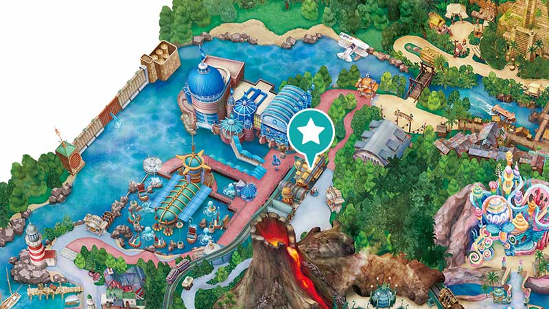 ディズニーシー・エレクトリックレールウェイ（ポートディスカバリー側）の駅の場所