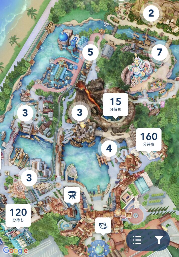 ディズニーシー公式アプリの地図