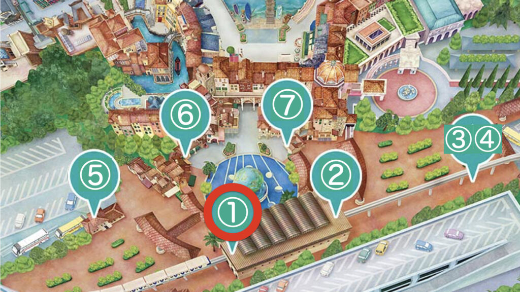 ①【パーク外】リゾートライン「東京ディズニーシー・ステーション」トイレ横・トイレ向かい側