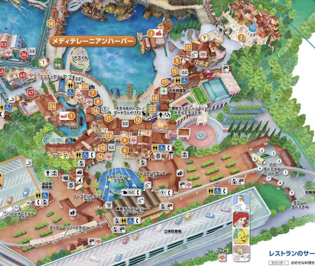 ディズニーの入口周辺の地図