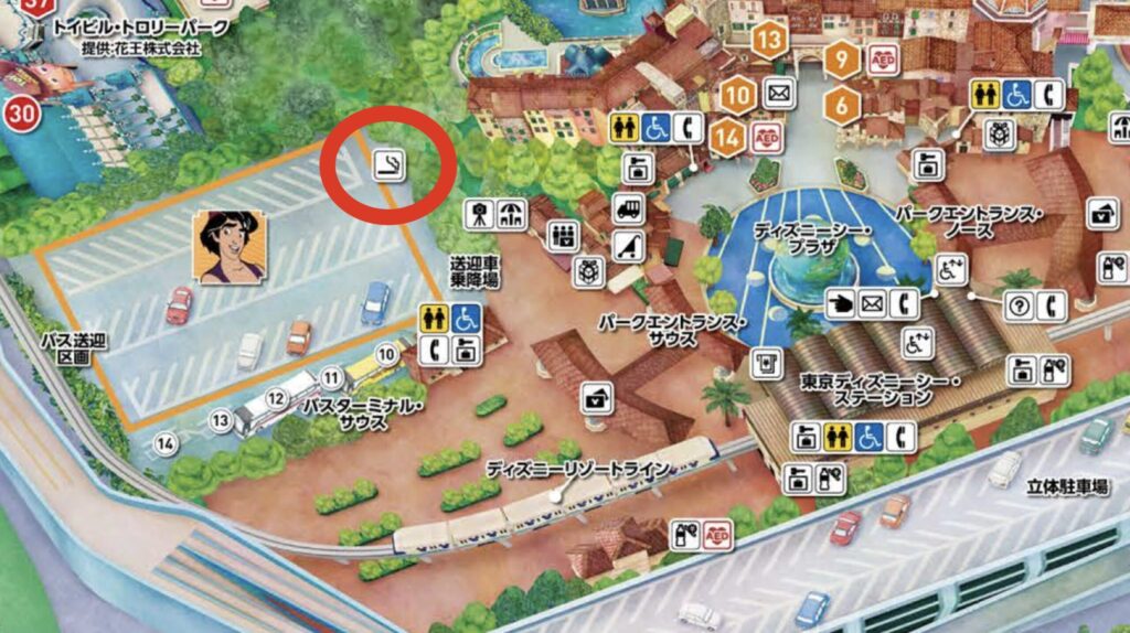 ディズニーシーの外にある喫煙所はサウスゲート付近の駐車場エリア