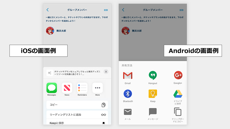 共有したいメンバーに送る