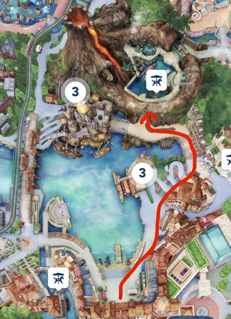 入り口から何分で着く?ミステリアスアイランドの動線(センターオブジアース)