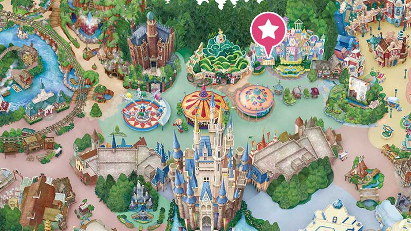 アトラクションの場所と気になる待ち時間（イッツ・ア・スモールワールドの場所）