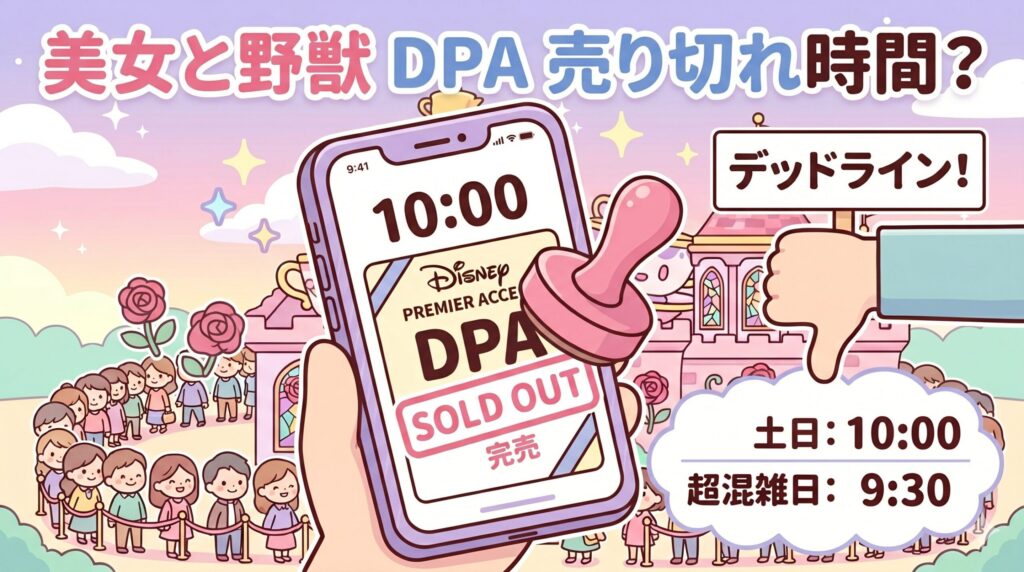 美女と野獣の待ち時間をなくす有料パスの売り切れ時間